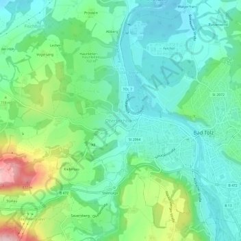 Carte topographique Oberfischbach, altitude, relief