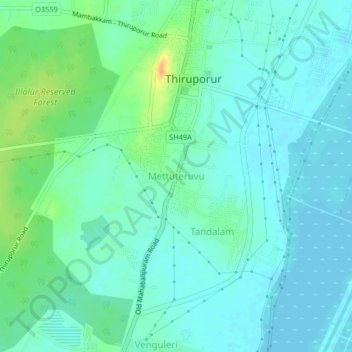 Carte topographique Mettuteruvu, altitude, relief