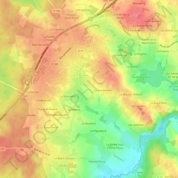 Carte topographique La Cornillère, altitude, relief
