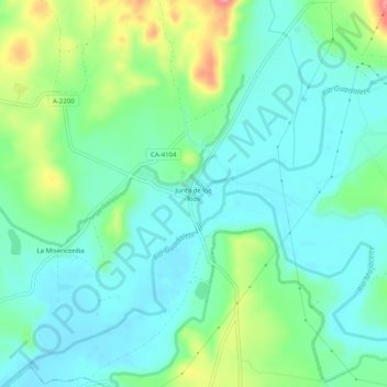 Carte topographique Junta de los Ríos, altitude, relief