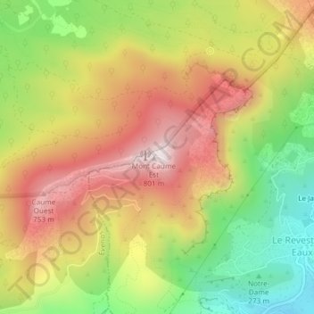Carte topographique Mont Caume, altitude, relief