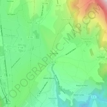Carte topographique Ser-Bouvet, altitude, relief