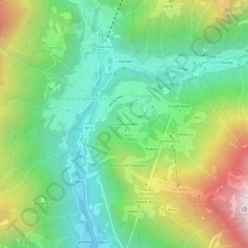 Carte topographique Santa Elisabetta, altitude, relief