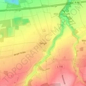 Carte topographique Berge, altitude, relief