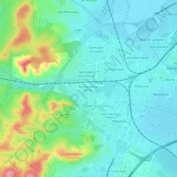 Carte topographique Au Pied de Cap de Pla, altitude, relief