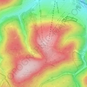 Carte topographique Ettelsberg, altitude, relief