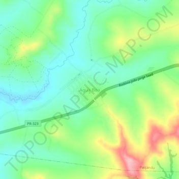 Carte topographique Água Boa, altitude, relief