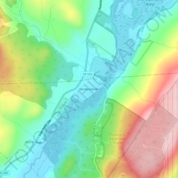 Carte topographique Westbrookville, altitude, relief