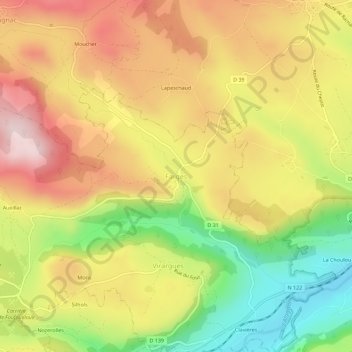 Carte topographique Farges, altitude, relief