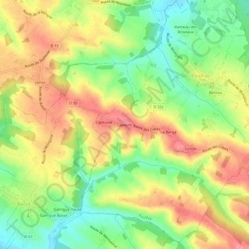 Carte topographique Lapeyre, altitude, relief