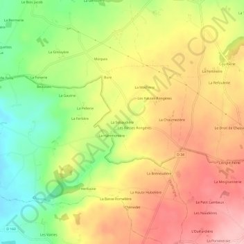 Carte topographique La Sébaudière, altitude, relief