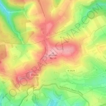 Carte topographique Witthoh, altitude, relief