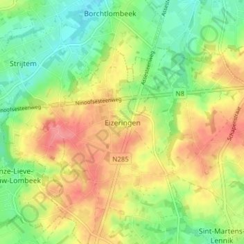 Carte topographique Eizeringen, altitude, relief