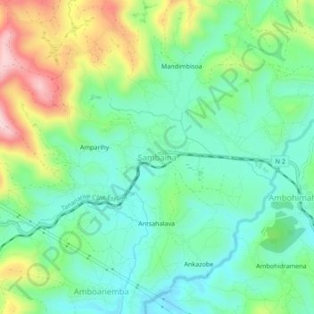 Carte topographique Sambaina, altitude, relief