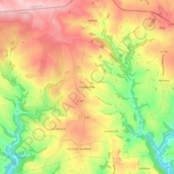 Carte topographique Lardeyrolles, altitude, relief