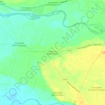 Carte topographique Comunidad Valentín Marín, altitude, relief