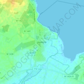 Carte topographique Jonstorp, altitude, relief