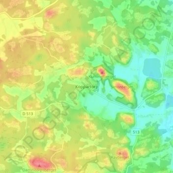 Carte topographique Koppartorp, altitude, relief