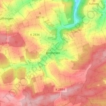 Carte topographique Brehmen, altitude, relief
