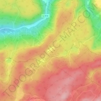 Carte topographique Altdorfer Wald, altitude, relief