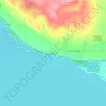 Carte topographique Forest Beach, altitude, relief