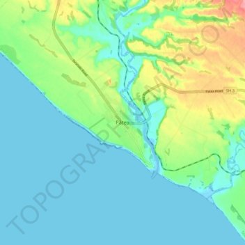 Carte topographique Pātea, altitude, relief