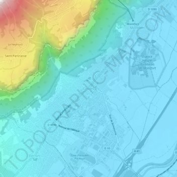 Carte topographique Crolles, altitude, relief