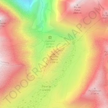 Carte topographique Muot la Greina, altitude, relief
