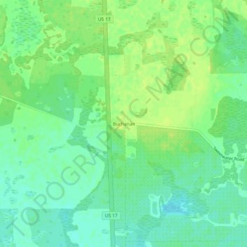 Carte topographique Buchanan, altitude, relief