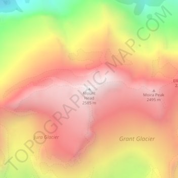 Carte topographique Mount Head, altitude, relief