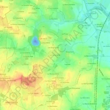 Carte topographique La Conardière, altitude, relief