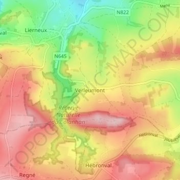Carte topographique Verleumont, altitude, relief
