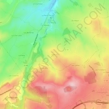 Carte topographique Le Bouis, altitude, relief