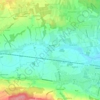 Carte topographique Oberaach, altitude, relief