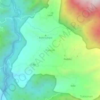 Carte topographique Rosoan, altitude, relief