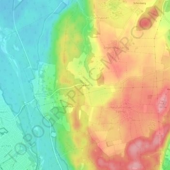 Carte topographique Riedhof, altitude, relief