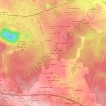 Carte topographique Les Germendières, altitude, relief