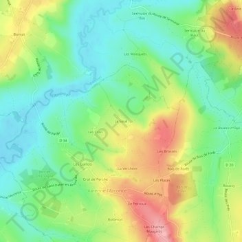 Carte topographique Le Seuil, altitude, relief