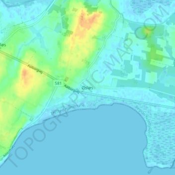 Carte topographique Øsløs, altitude, relief