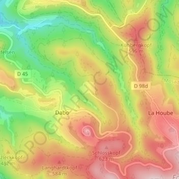 Carte topographique Rothenbuhl, altitude, relief
