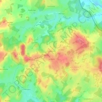 Carte topographique Le Vaudeix, altitude, relief