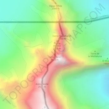 Carte topographique Cerro Torre, altitude, relief