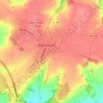 Carte topographique Le Vert-Galant, altitude, relief