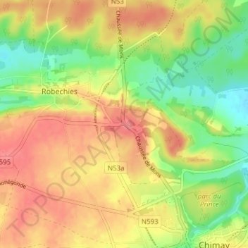 Carte topographique Beauchamp, altitude, relief