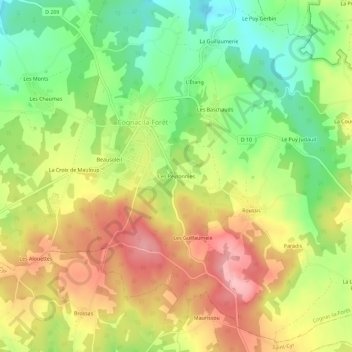 Carte topographique Les Peyronnies, altitude, relief