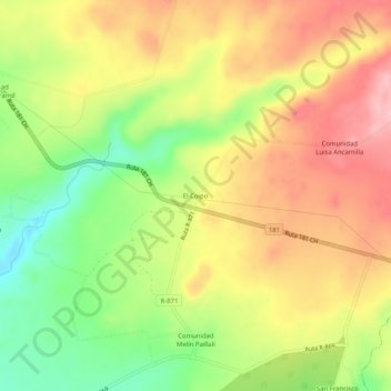 Carte topographique El Coipo, altitude, relief