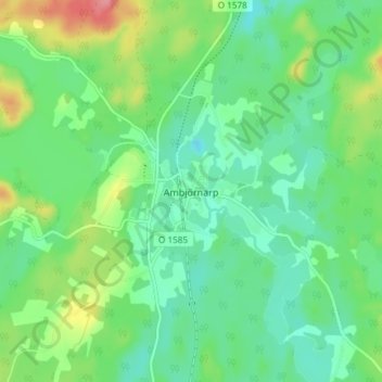 Carte topographique Ambjörnarp, altitude, relief