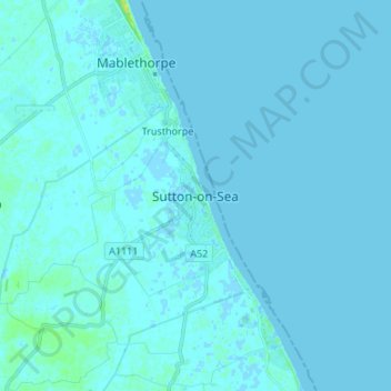 Carte topographique Sutton-on-Sea, altitude, relief