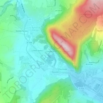 Carte topographique La Petite Balme, altitude, relief