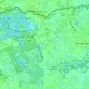 Carte topographique Opwinkel, altitude, relief